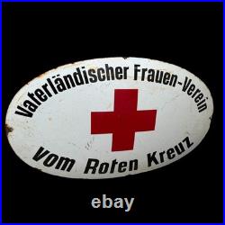Vintage Old 1WK Era Red Cross Enamel Advertisement Shield WW1 Enamel Plaque WW2