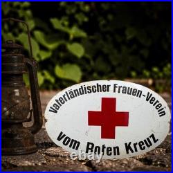 Vintage Old 1WK Era Red Cross Enamel Advertisement Shield WW1 Enamel Plaque WW2