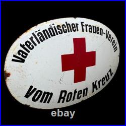 Vintage Old 1WK Era Red Cross Enamel Advertisement Shield WW1 Enamel Plaque WW2