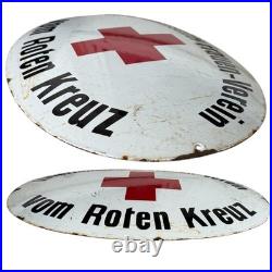 Vintage Old 1WK Era Red Cross Enamel Advertisement Shield WW1 Enamel Plaque WW2