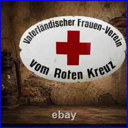 Vintage Old 1WK Era Red Cross Enamel Advertisement Shield WW1 Enamel Plaque WW2
