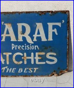 Vintage Old ARAF Precision Watches Ad Porcelain Enamel Sign Board Switzerland