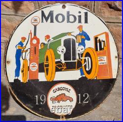 Vintage Old Antique Rare Gargoyle Mobil Oil Adv. Porcelain Enamel Sign Board