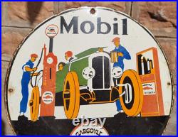 Vintage Old Antique Rare Gargoyle Mobil Oil Adv. Porcelain Enamel Sign Board