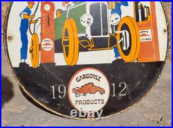 Vintage Old Antique Rare Gargoyle Mobil Oil Adv. Porcelain Enamel Sign Board