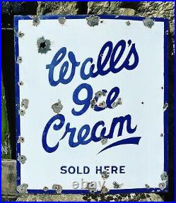 Vintage Old British Walls Ice Cream Sold here Enamel Sign 59 X 52cm