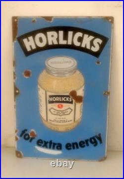 Vintage Old Collectible Horlicks Milk Powder Porcelain Enamel Sign Board England