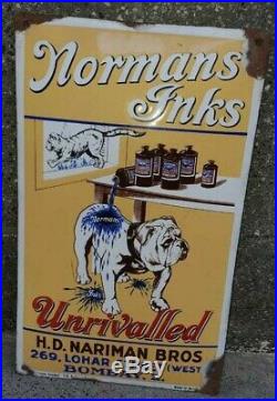 Vintage Old'Normans Inks' Porcelain Enamel Sign Board Old Rare Germany Sign