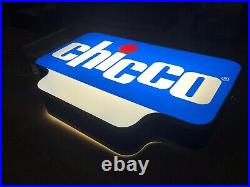 Vintage Old Original Chicco Double Sided Baby Products Light Sign Not Enamel