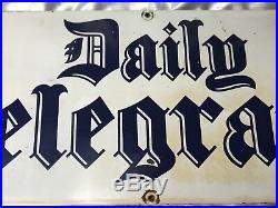 Vintage Old Original Enamel Daily Telegraph Newspaper Advertising Plaque Sign