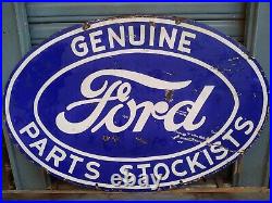 Vintage Old Original Ford Genuine Parts Stockists Porcelain Enamel Sign 1920 #