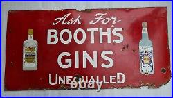 Vintage Old Original Porcelain Enamel Sign Booth's High & Dry Gins London 1920