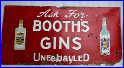 Vintage Old Original Porcelain Enamel Sign Booth's High & Dry Gins London 1920