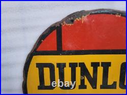 Vintage Old Original Porcelain Enamel Sign Dunlop Stock Dunlop Tyre 24 X 24 Inch