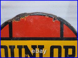 Vintage Old Original Porcelain Enamel Sign Dunlop Stock Dunlop Tyre 24 X 24 Inch