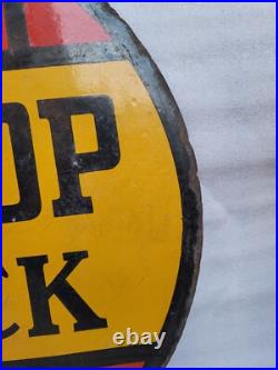 Vintage Old Original Porcelain Enamel Sign Dunlop Stock Dunlop Tyre 24 X 24 Inch