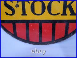 Vintage Old Original Porcelain Enamel Sign Dunlop Stock Dunlop Tyre 24 X 24 Inch