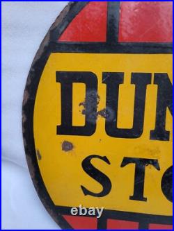 Vintage Old Original Porcelain Enamel Sign Dunlop Stock Dunlop Tyre 24 X 24 Inch