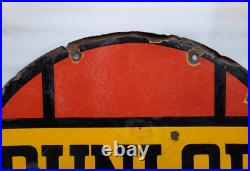 Vintage Old Original Porcelain Enamel Sign Dunlop Stock Dunlop Tyre 24 X 24 Inch