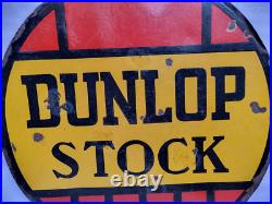 Vintage Old Original Porcelain Enamel Sign Dunlop Stock Dunlop Tyre 24 X 24 Inch