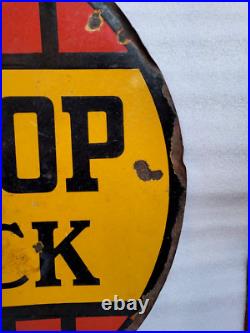 Vintage Old Original Porcelain Enamel Sign Dunlop Stock Dunlop Tyre 24 X 24 Inch