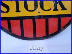 Vintage Old Original Porcelain Enamel Sign Dunlop Stock Dunlop Tyre 24 X 24 Inch