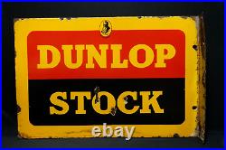 Vintage Old Porcelain Enamel Sign Bates Dunlop Stock Double Side Flange Germany