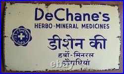 Vintage Old Porcelain Enamel Sign J And J De Chanes Herbo Mineral Medicines #