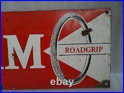 Vintage Old Porcelain Enamel Sign Nrm Roadfinder Roadgrip Cycle Tyre Collectible
