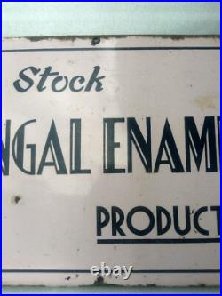 Vintage Old Porcelain Enamel Sign We Stock Bengal Enamel Products Collectible #