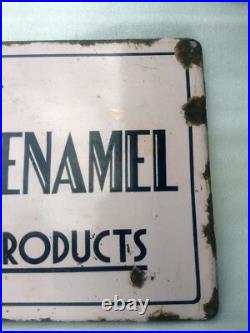 Vintage Old Porcelain Enamel Sign We Stock Bengal Enamel Products Collectible #