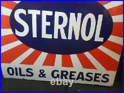 Vintage Old Rare Double Sided'STERNOL OILS & GREASES' Enamel Sign Board London