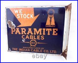 Vintage Old Rare Paramite Cables The Indian Cable Co. Ad Porcelain Enamel Sign