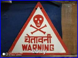 Vintage Old Rare Triangle Shape Scary Handmade Danger Enamel Unique Sign Board