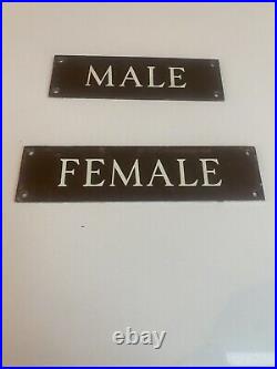 Vintage Original 1930s Bronze & Enamel Signs Male Female