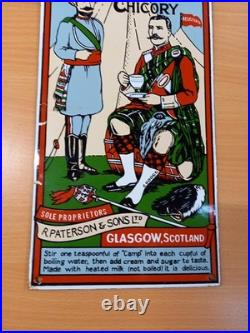 Vintage Original 1970 Camp Coffee Enamel Advertising Sign