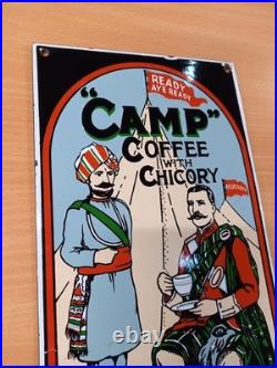 Vintage Original 1970 Camp Coffee Enamel Advertising Sign