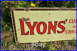 Vintage Original 5ft Lyons Coffee And Chicory Extract Enamel Advertising Sign