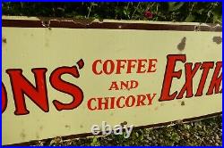 Vintage Original 5ft Lyons Coffee And Chicory Extract Enamel Advertising Sign