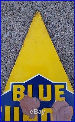 Vintage Original Blue Sunoco 200 Porcelain Enamel Pump Plate Sign