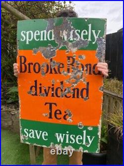 Vintage- Original Brooke Bond Divided Tea Enamel Sign 20x30