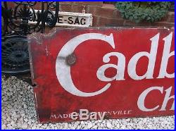 Vintage Original Cadbury's Chocolates Red Enamel Advertising Sign Bournville