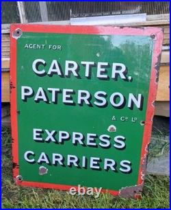 Vintage Original Carter Paterson Express Railway Carriers Enamel Sign 1930s