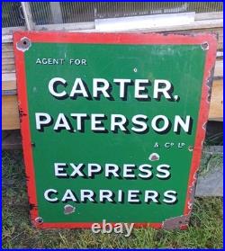 Vintage Original Carter Paterson Express Railway Carriers Enamel Sign 1930s