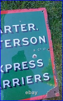 Vintage Original Carter Paterson Express Railway Carriers Enamel Sign 1930s