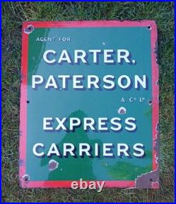 Vintage Original Carter Paterson Express Railway Carriers Enamel Sign 1930s
