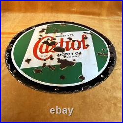 Vintage Original Castrol Enamel Round Sign, 24