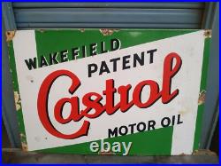 Vintage Original Castrol Motor Oil Wakefield Patent Porcelain Enamel Sign 1930