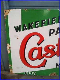 Vintage Original Castrol Motor Oil Wakefield Patent Porcelain Enamel Sign 1930