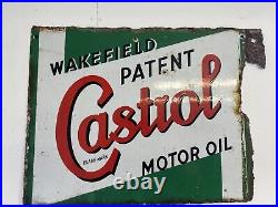 Vintage Original Castrol Motor Oil Wakefield Patent Porcelain Enamel Sign 1930